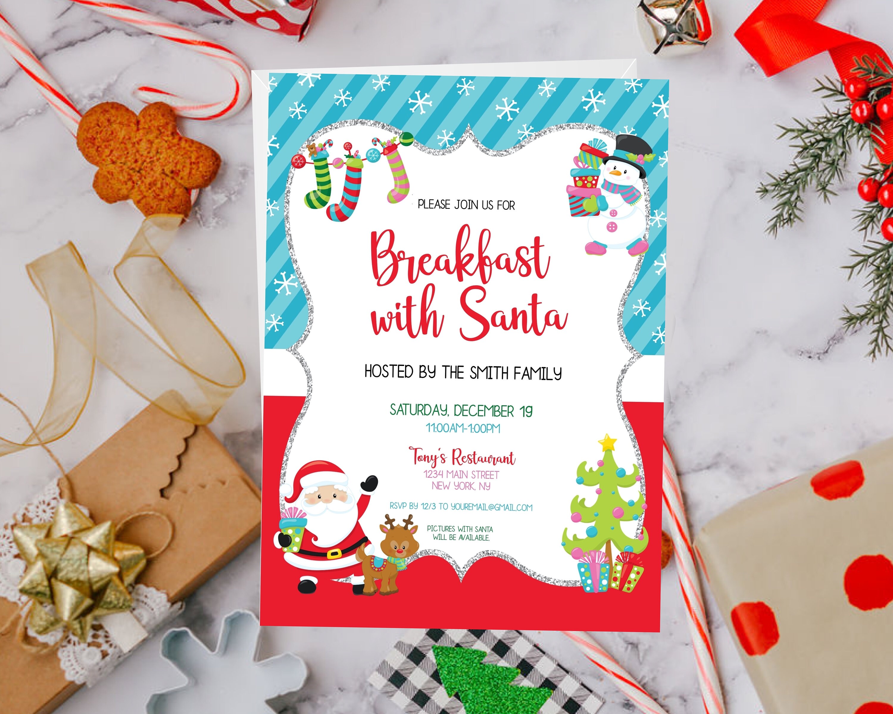 Editable Breakfast with Santa Invitation Template 5x7 | Etsy