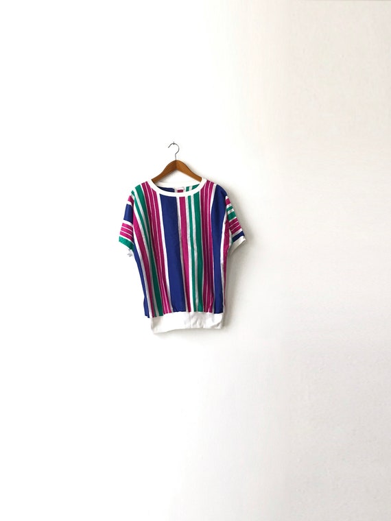 Vintage Batwing Striped Shirt / Striped Shirt / S