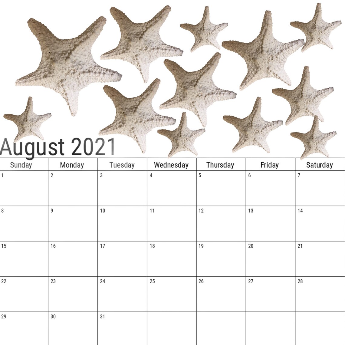 Instant Digital Download Beach Theme Calendar | Etsy