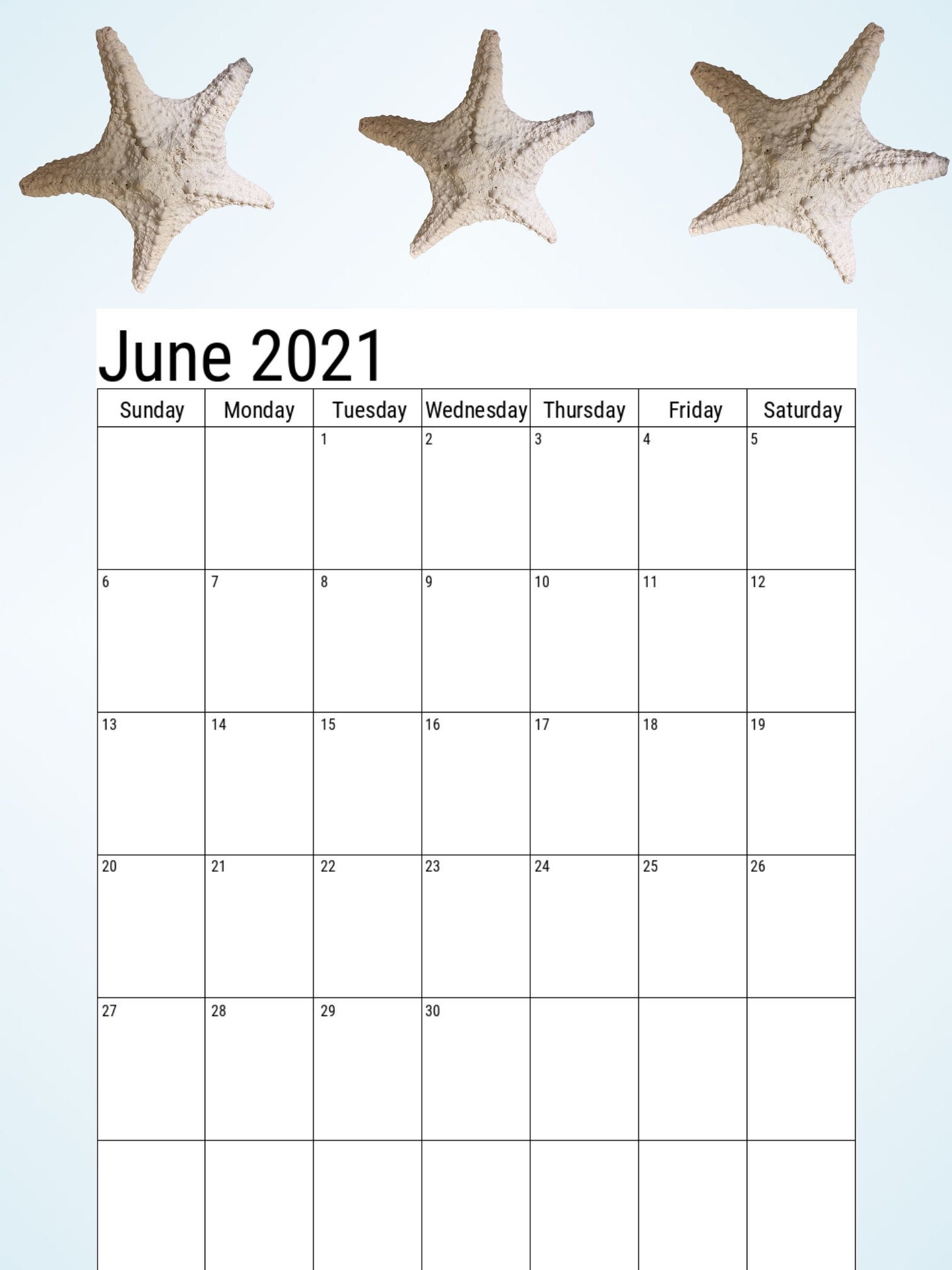 Digital Download Beach Theme Calendar | Etsy