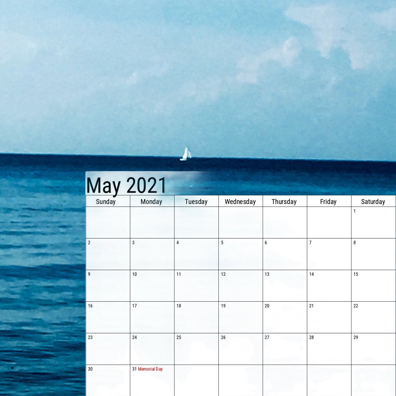 Beach Themed Digital Download Calendar | Etsy