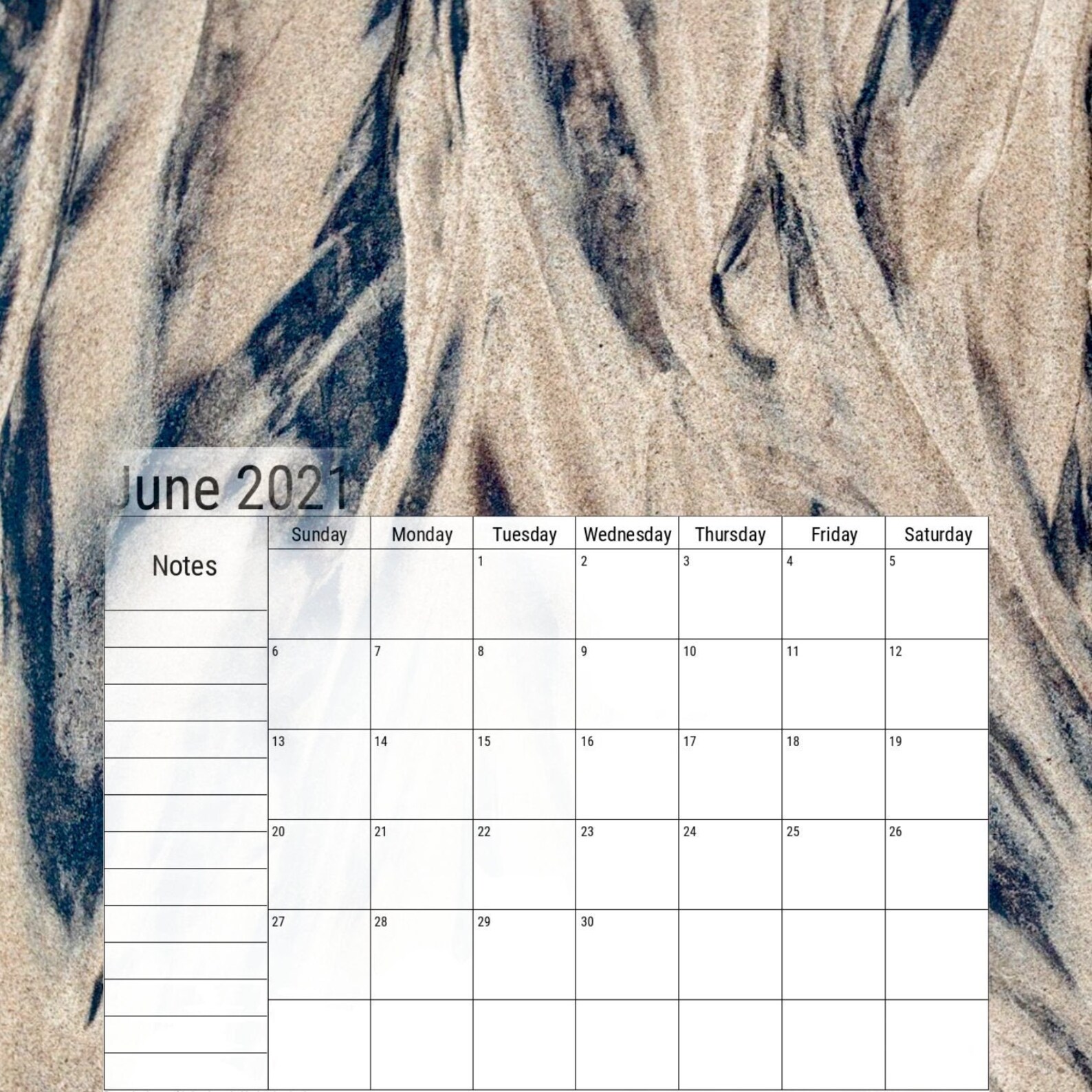 Digital Download Beach Theme Calendar | Etsy