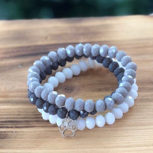 Dog Lover Bracelet- Dog Mom Gift- Set of 3 -CustomJewelry - Pawprint Charm- Dog Love Jewerly