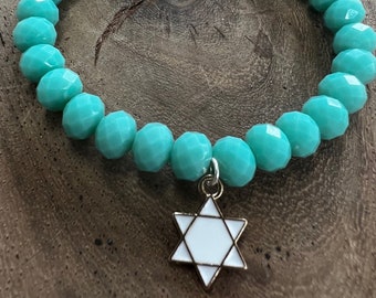 Jewish Star Bracelet- Custom Jewish Bracelet- Star of David Bracelet -Custom Charm Bracelet- Bat Mitzvah Gift- Jewish Jewerly- Magen David