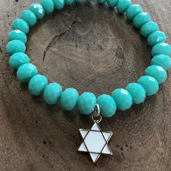 Jewish Star Bracelet- Custom Jewish Bracelet- Star of David Bracelet -Custom Charm Bracelet- Bat Mitzvah Gift- Jewish Jewerly- Magen David