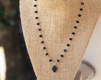Hamsa Necklace, black hamsa druzy necklace, Bat Mitzvah Gift, Evil Eye Hamsa Necklace, Jewish Jewelry, Protection Necklace, Yoga Jewerly