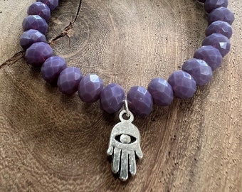 Evil Eye Hamsa Bracelet, Bat Mizvah Gift, Jewish Jewelry, Protection Bracelet, Spiritual Gift, Hamsa Hand, Custom Bracelet, Yoga Jewerly