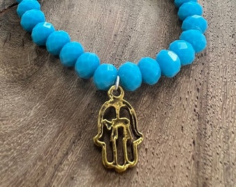 Hamsa Chai Bracelet, Bat Mizvah Gift, Jewish Jewelry, Protection Bracelet, Spiritual Gift, Hamsa Hand, Custom Bracelet, Chai Jewelry,