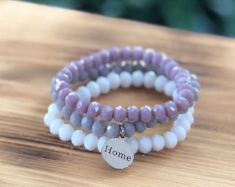 Custom Word Bracelet- Intent Bracelet- Stacking Bracelets- Set of 3 -Custom Charm Bracelet- Personlized Jewelry -Passion- Word Jewelry