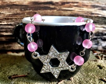 Rhinestone Jewish Star Necklace / Fun Blingy Necklace / Bat Mitzvah Gift / Modern Jewish Jewelry / Jewish Star Necklace