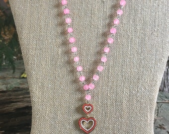 Double Heart Necklace /  Heart Jewerly / Heart Bling / Fun Girls Necklace