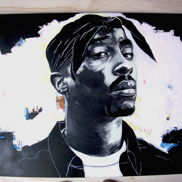 TUPAC hip hop peinture acrylique west coast rap