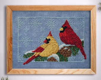 Cozy Cardinals Cross Stitch Pattern