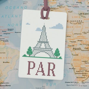 Paris Luggage Tag Cross Stitch Pattern