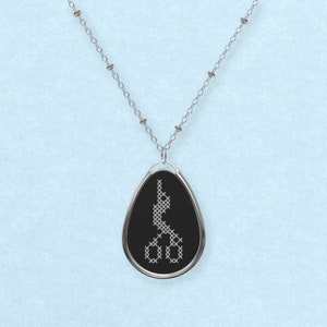 Stork Scissors Cross Stitch Necklace