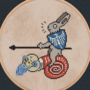 Jousting Rabbit Cross Stitch Pattern