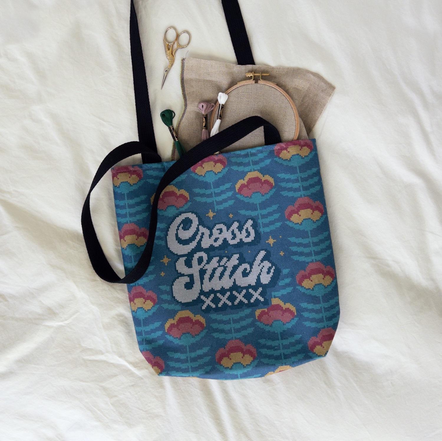 Cross Stitch Tote Bag - Etsy