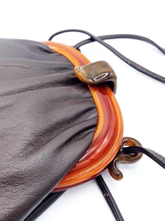 1970’s Ande Brown Leather Shoulder Bag with Torto… - image 3