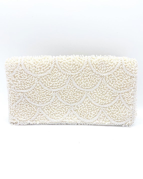 1960’s Vintage Off-White Evening Beaded Fold-Over