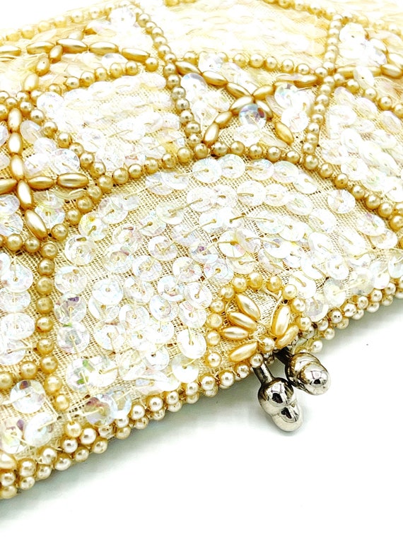 1950’s Vintage Sequined Evening Clutch with Delic… - image 5