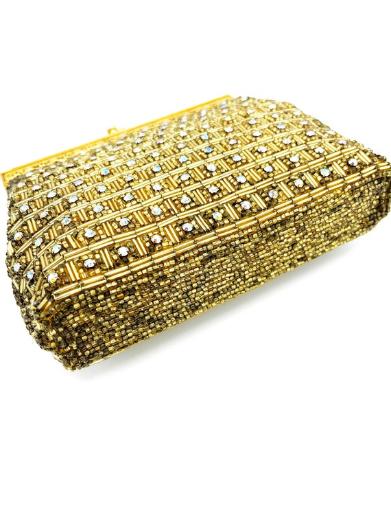 1950’s Vintage Gold Rhinestone Evening Purse with… - image 7