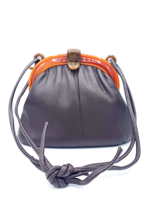 1970’s Ande Brown Leather Shoulder Bag with Torto… - image 1