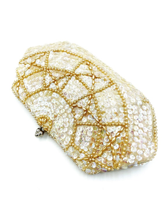 1950’s Vintage Sequined Evening Clutch with Delic… - image 3