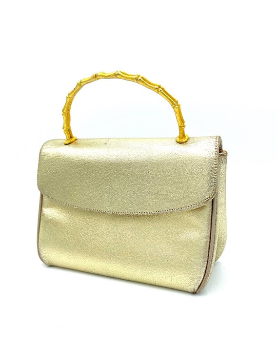 1960’s Vintage MINI Metallic Purse with Gold Bamb… - image 5