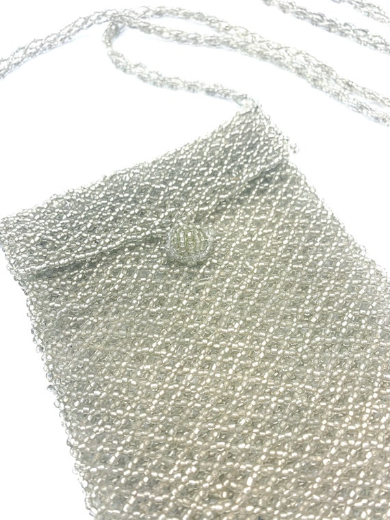 1970’s Vintage Crossbody Clear Beaded Evening Pur… - image 3