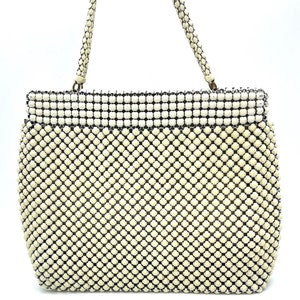 1960’s Vintage Whiting & Davis Cream Color Metal Mesh Purse
