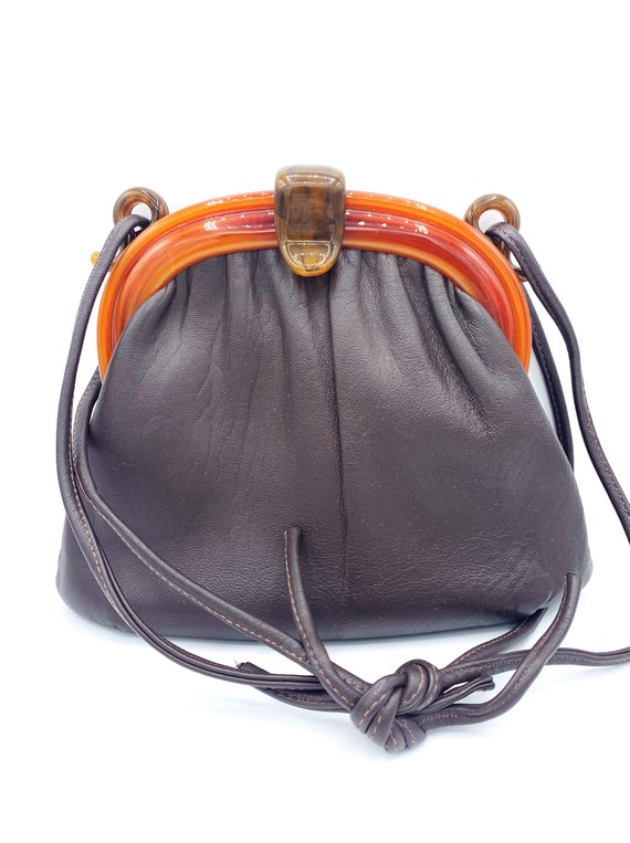 1970’s Ande Brown Leather Shoulder Bag with Torto… - image 7