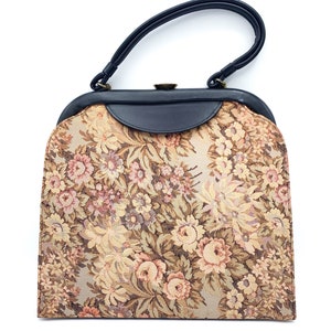 Bolso vintage con tapiz floral de los años 50