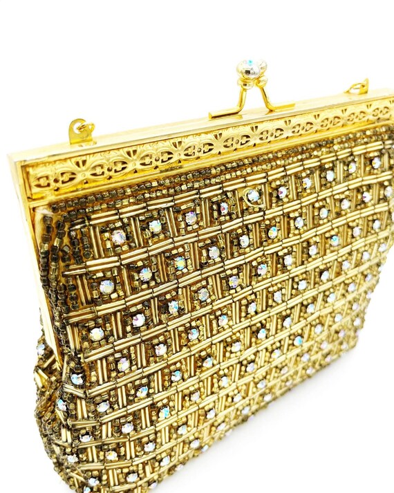 1950’s Vintage Gold Rhinestone Evening Purse with… - image 5