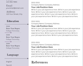 May include: A resume template with a black and white design. The template includes sections for contact information, education, experience, and references. The text in the template is in a simple, easy-to-read font.