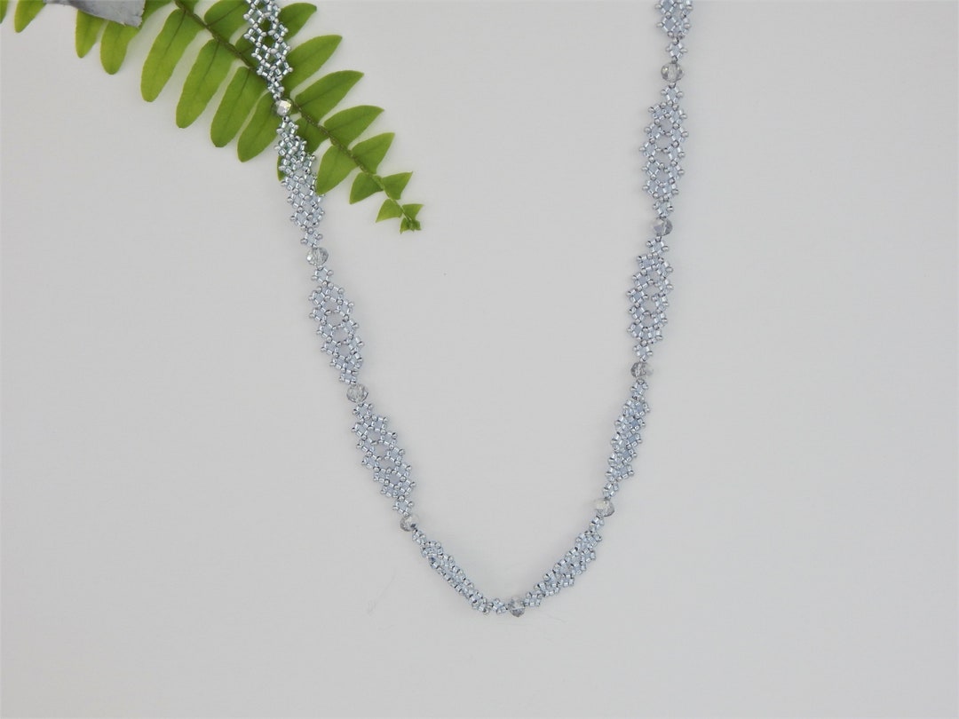 ネックレス・ペンダント Semi Precious Beads Necklace #7792 Necklace Silver Lace Seed Bead (N192) - Etsy