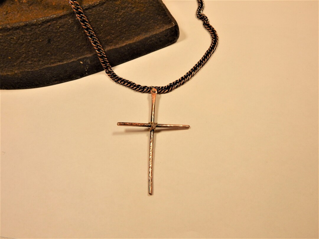 Copper Wire Cross Pendant Necklace N139 Etsy