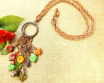 Necklace with Czech Glass Autumn Charms (N126)