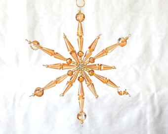 Snowflake Christmas Ornament Golden Crystal (S15)