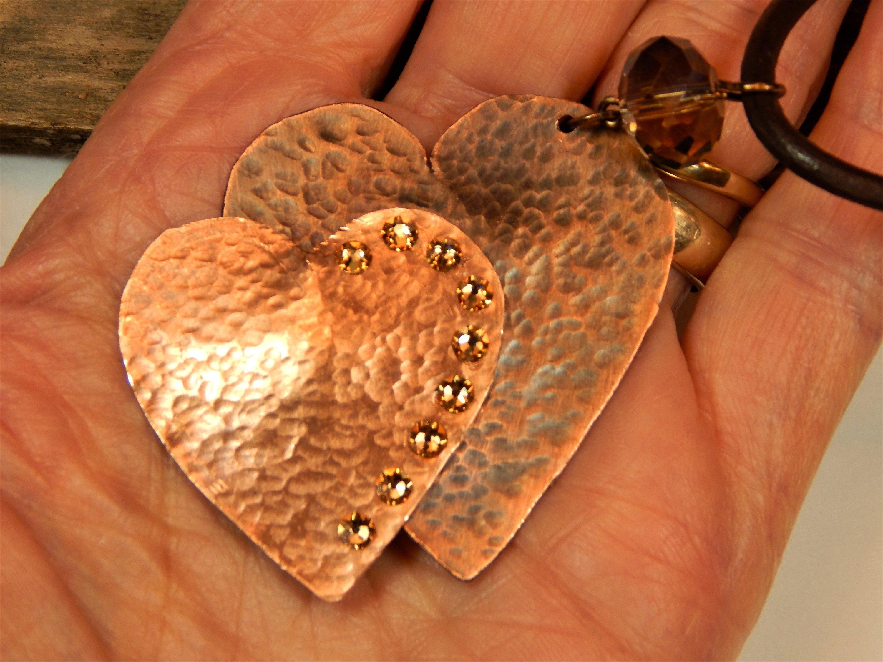Hammered Copper Layered Heart Pendant N190 Etsy
