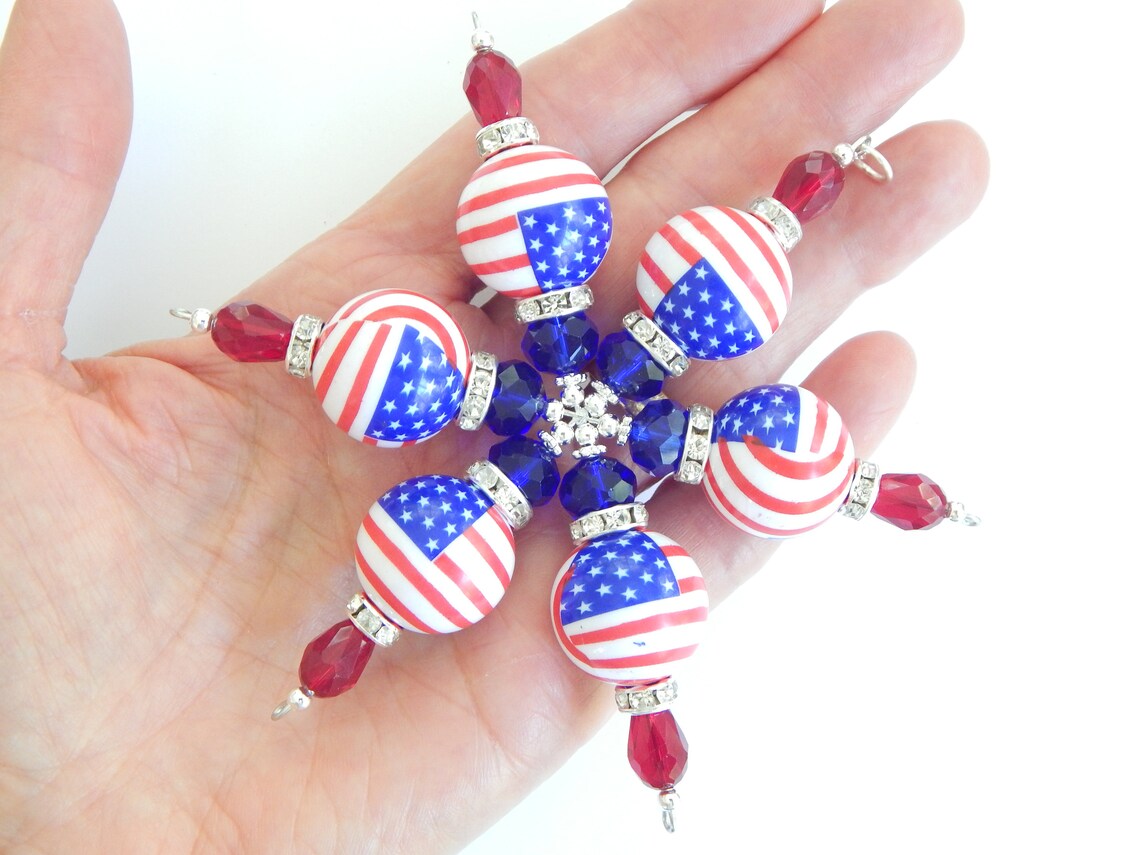 Red White and Blue Flag Snowflake Christmas Ornament (S82) - Etsy