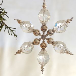 Silver and Crystal Snowflake Christmas Ornament (S53)