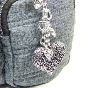 Silver Heart Purse Charm Key Chain (FS7)