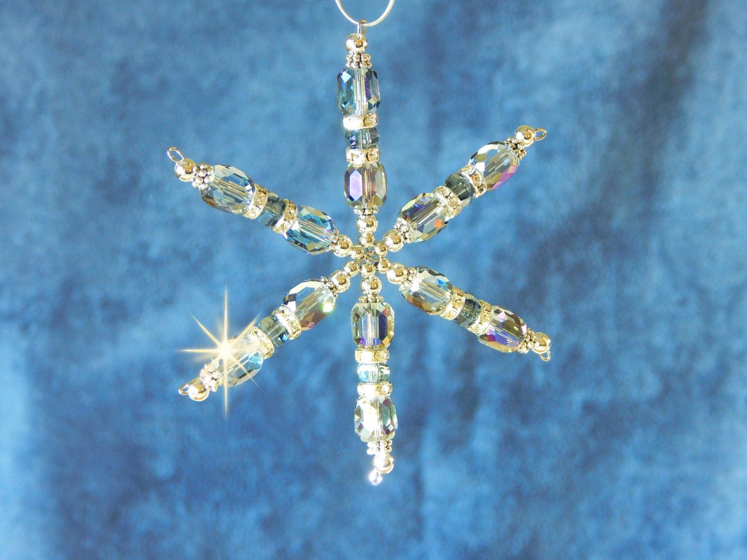 Snowflake Christmas Ornament Silver and Blue (S79) - Etsy