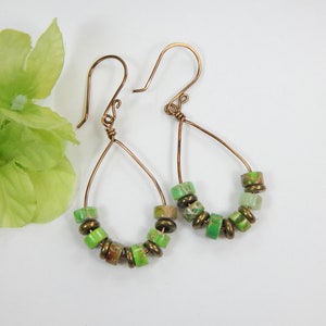 Green Jasper Stone Hoop Earrings (E175)