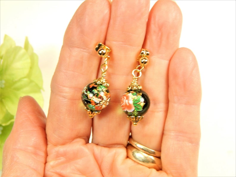 Green and Gold Painted Glass Beaded Necklace Set N203