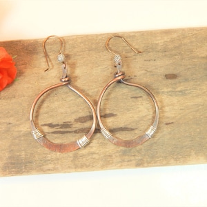 Copper Wire Heavy Gauge Hoop Earrings (E269)