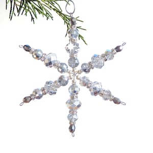 Crystal and Silver Snowflake Christmas Ornament (S83)