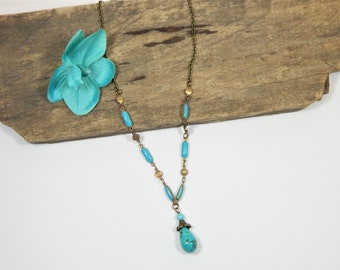 Aqua Teardrop Pendant (N195)
