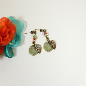 Pumpkin Earrings Rustic Aqua (E179)