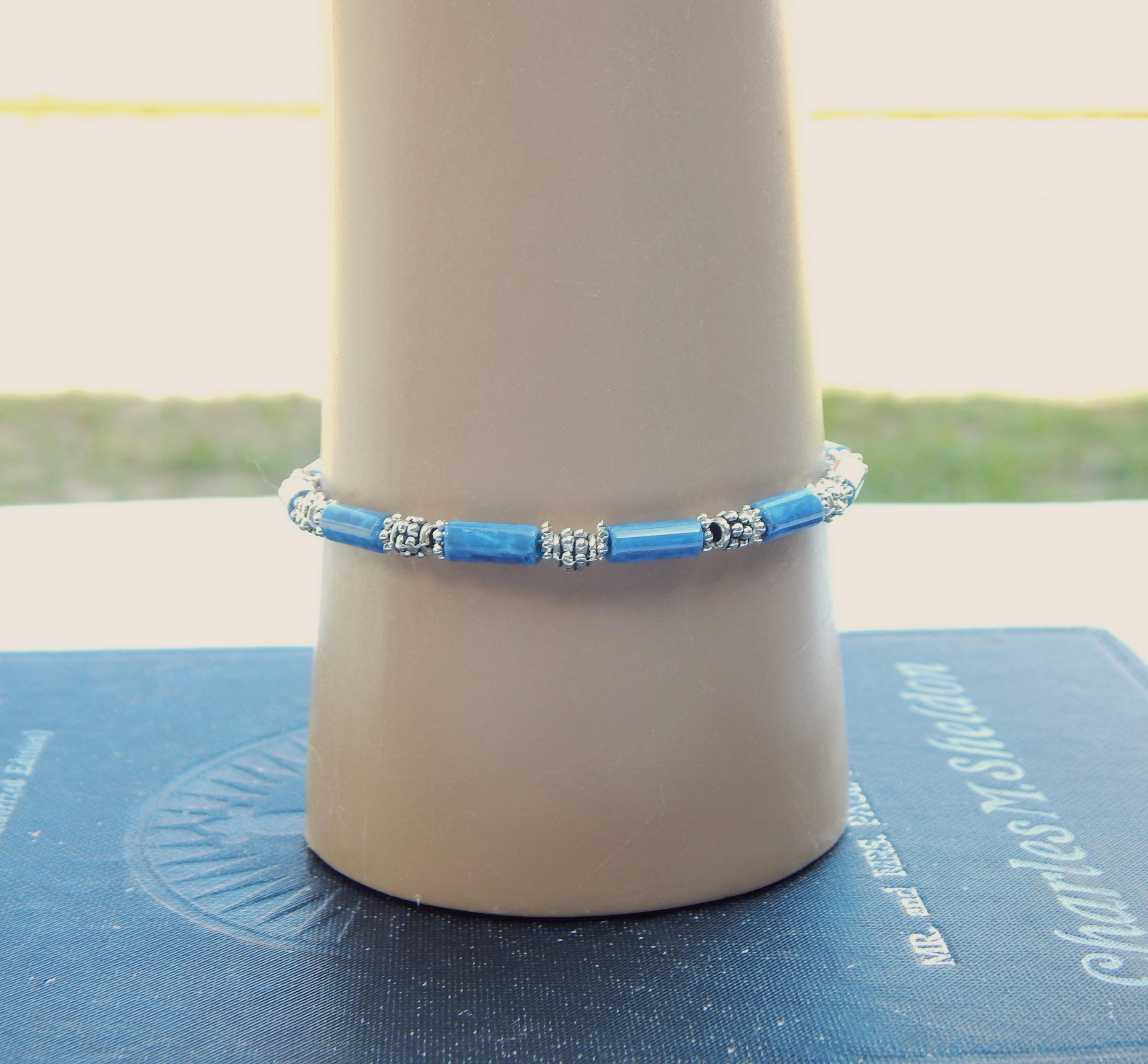Bracelet in Blue Czech Glass Beads (B148) - Etsy
